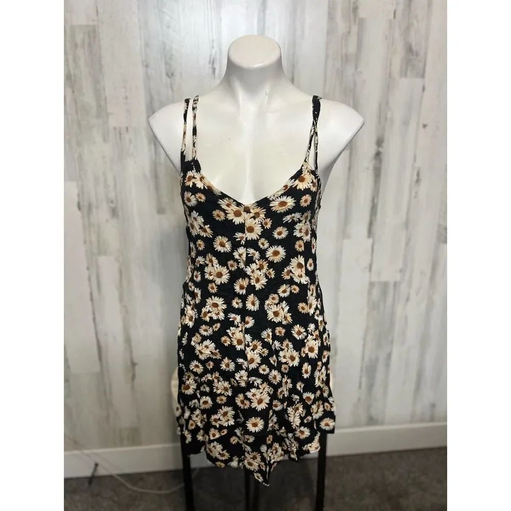 Wet Seal floral dress, daisy print mini dress, Y2K floral slip dress, black dais